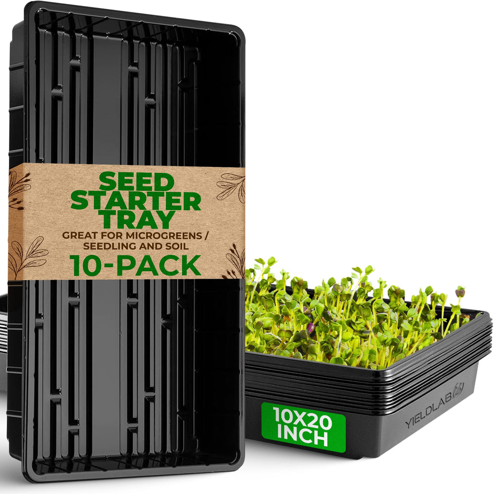 Yield Lab 10x20 Inch black plant propagation tray front view