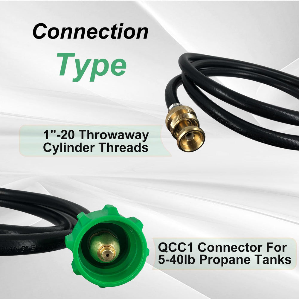 Yigiao propane adapter hose in use with a Weber Q grill