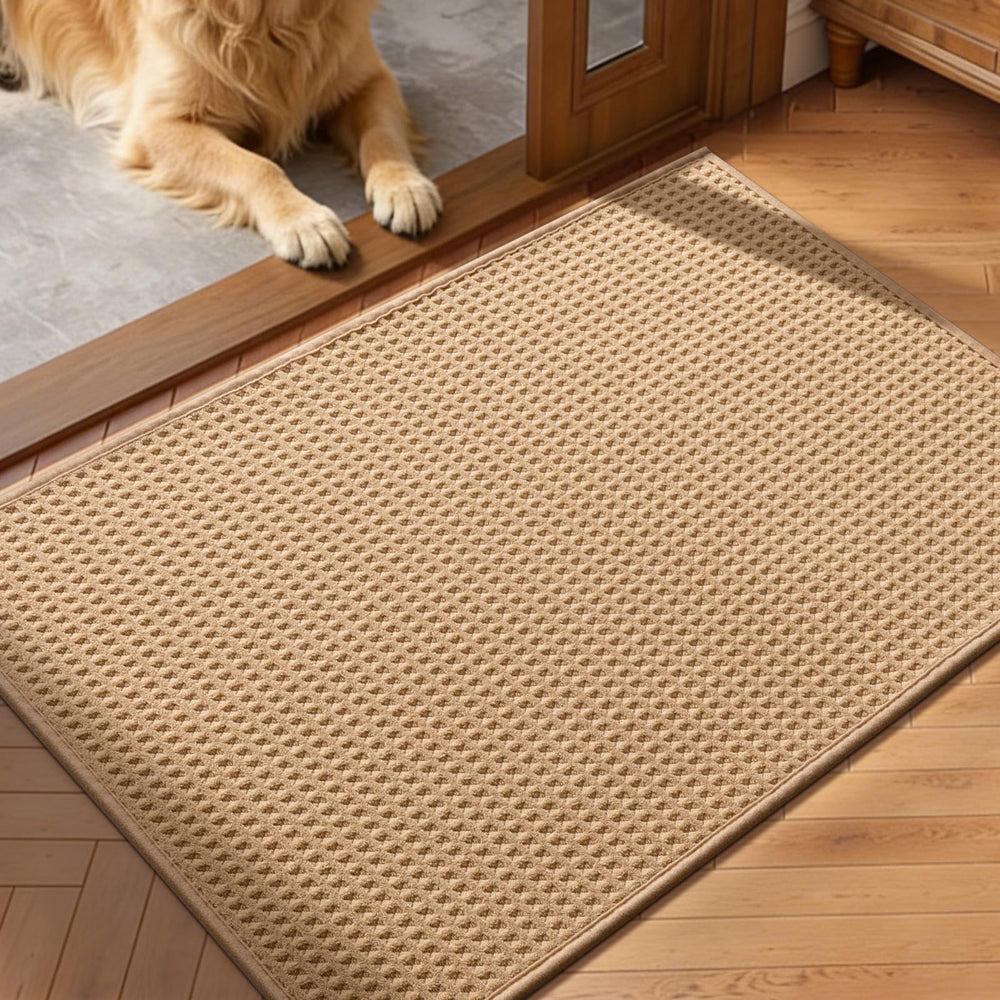 YIHOUSE 24x36 Indoor Door Mat in Khaki front view