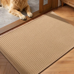 YIHOUSE 24x36 Indoor Door Mat in Khaki front view