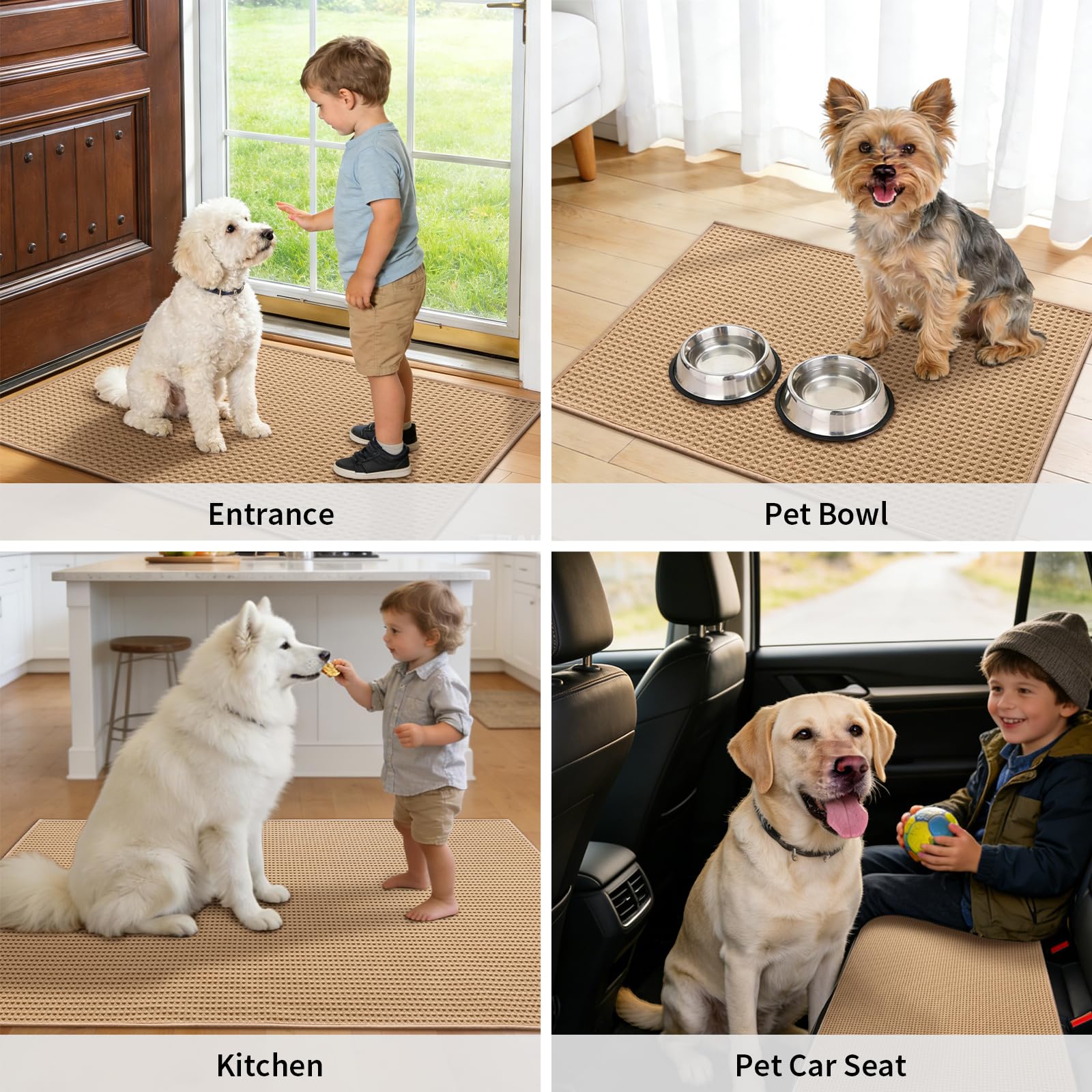YIHOUSE Indoor Door Mat with pet paw prints