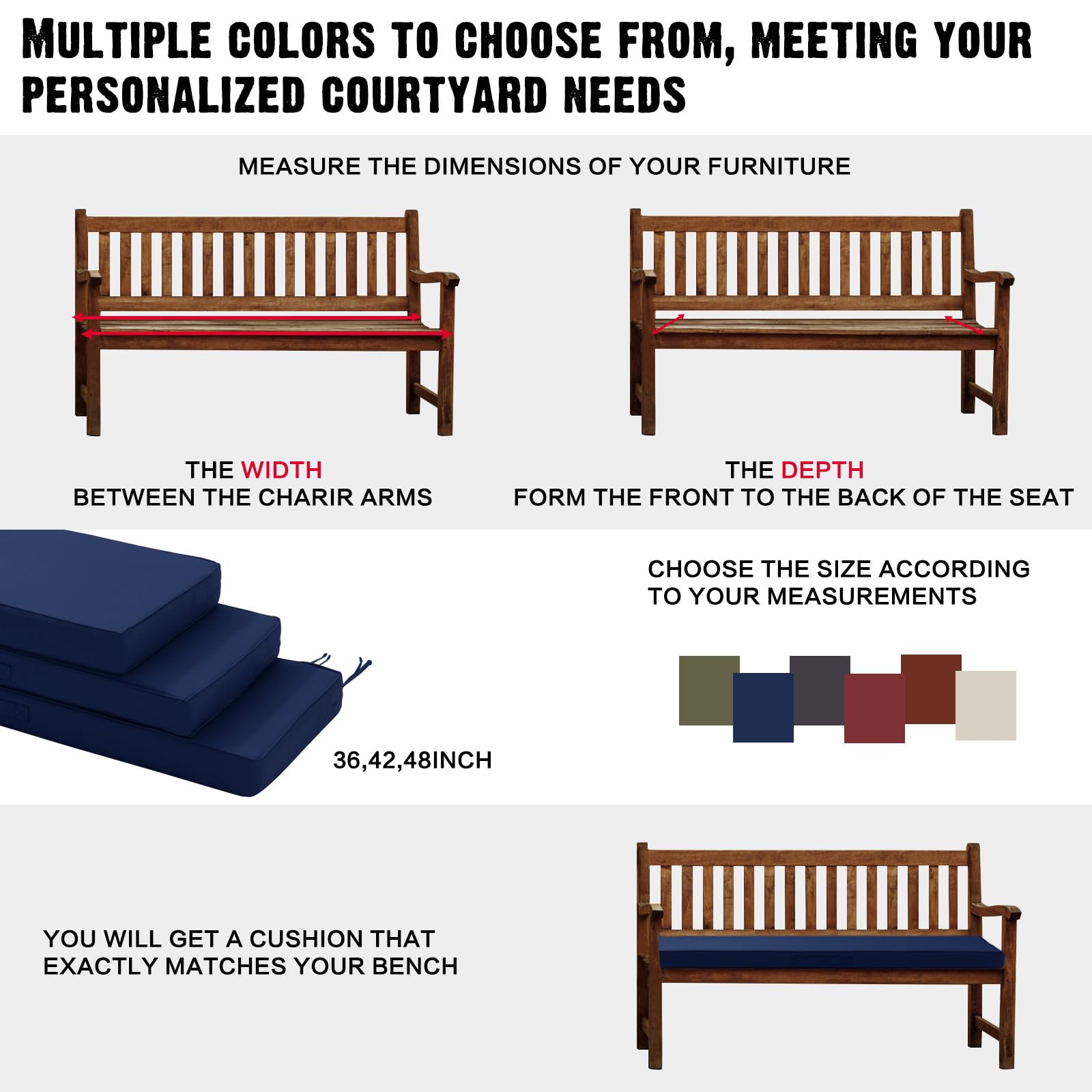 YIJIAN HOME Outdoor Bench Cushion in a garden setting