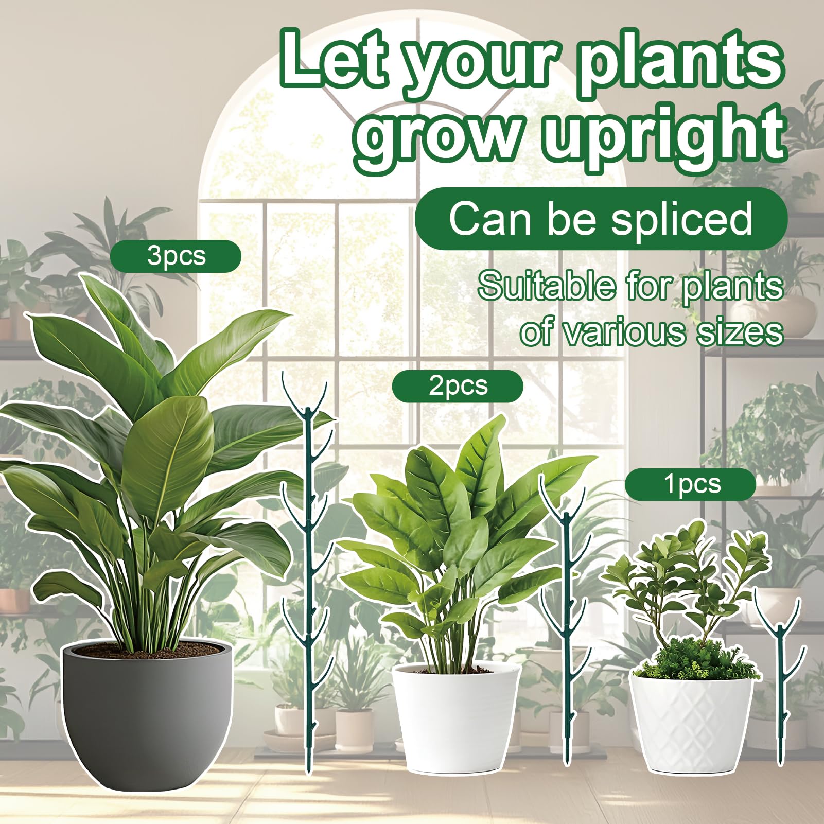 YILEGSYO Plant Support Stakes inserted in potted plants