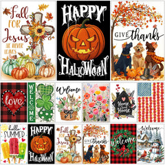 Yileqi 12-piece seasonal garden flags set with multicolor designs