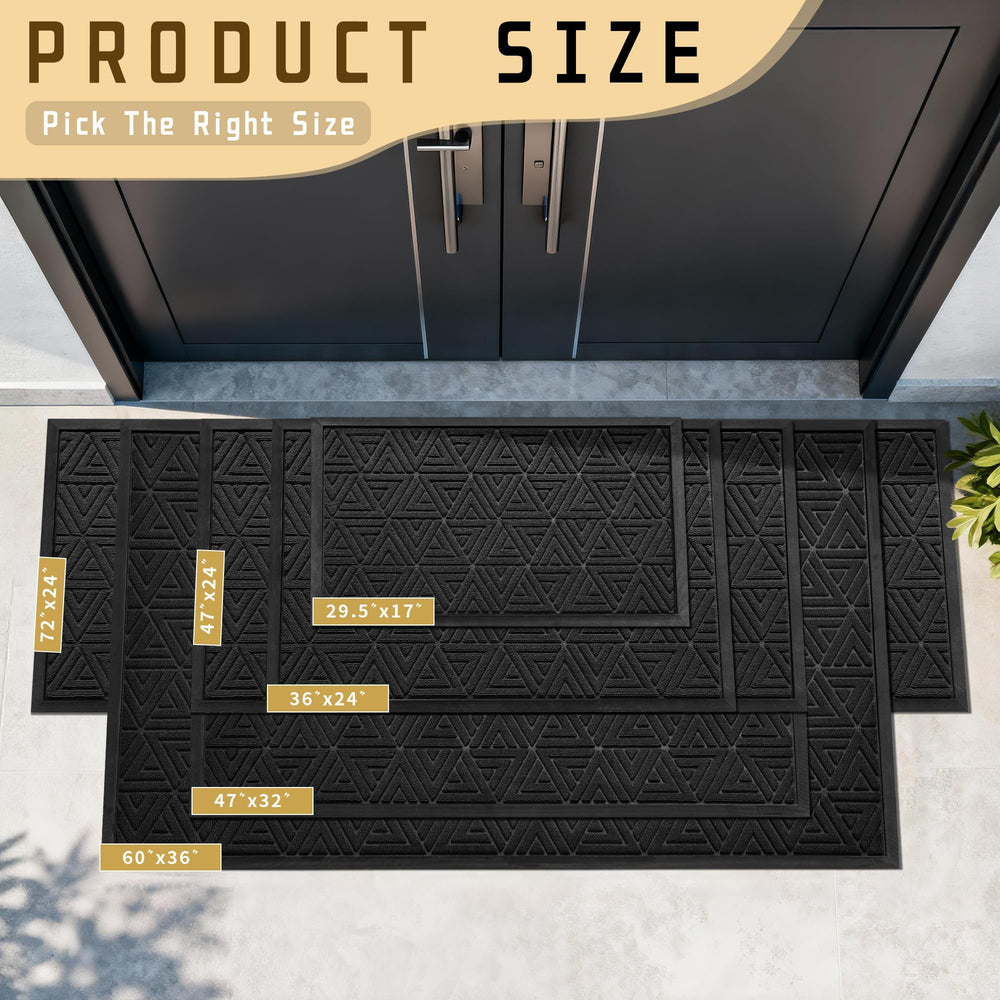 Yimobra black doormat showing triangular pattern