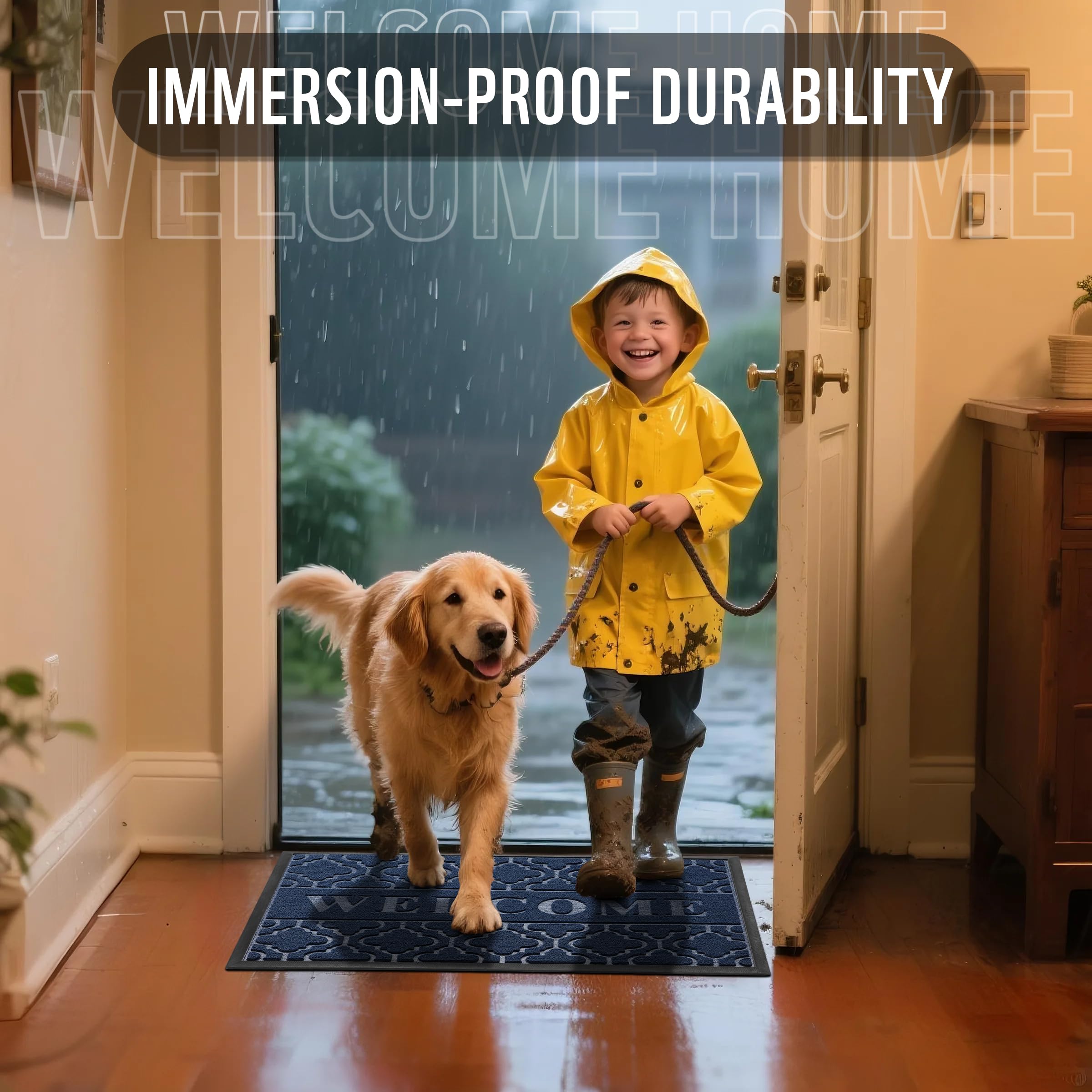 Yimobra door mat showing deep grooves capturing dirt