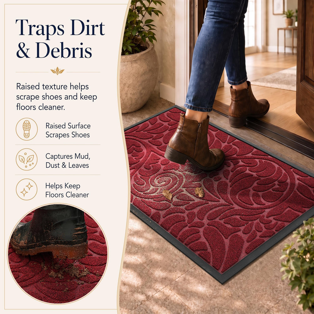 Yimobra door mat showing non-slip rubber backing
