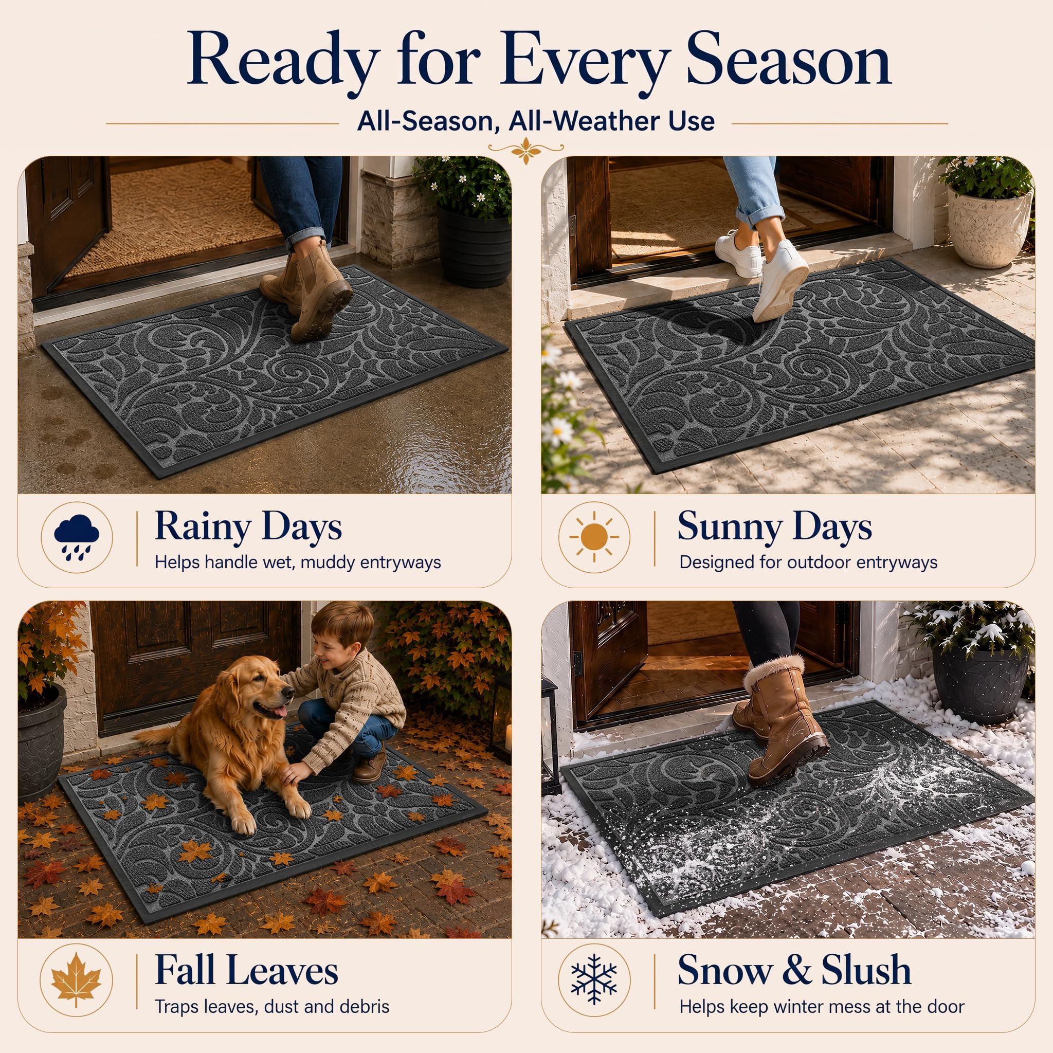 Yimobra door mat showing rugged polyester material