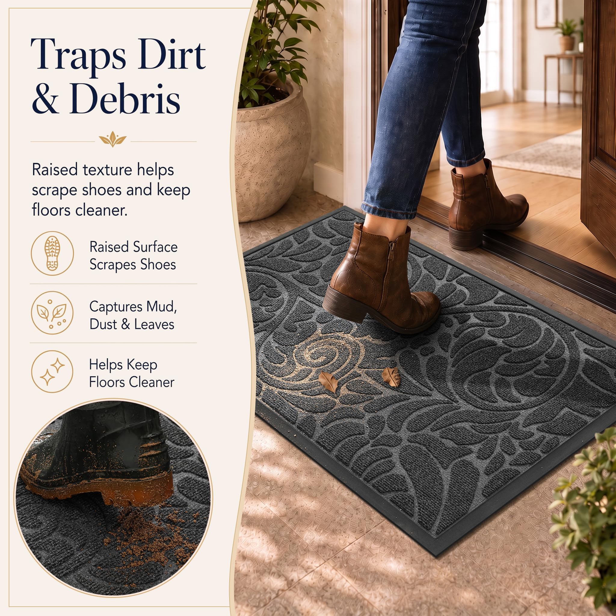 Yimobra doormat detailed view of deep groove design