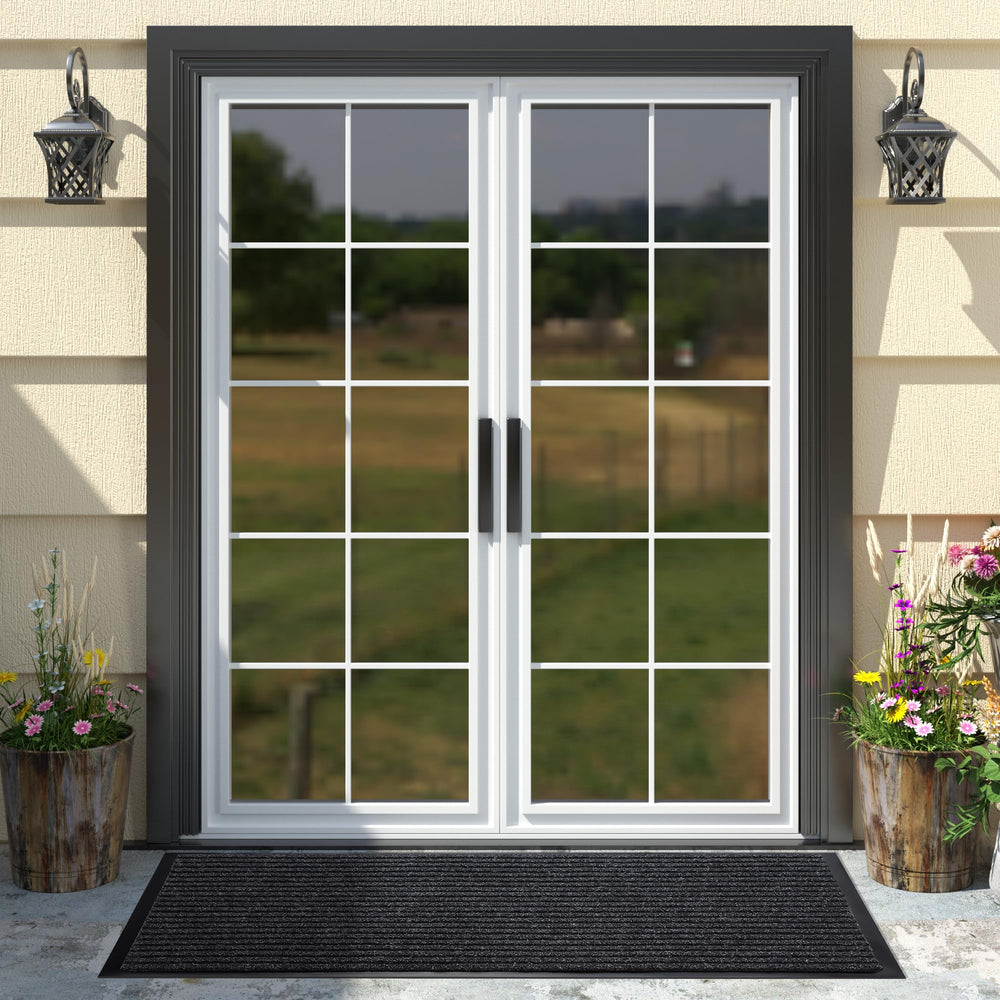 Yimobra doormat in a busy outdoor area