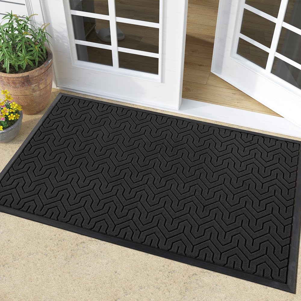 Yimobra doormat placed under pet bowls