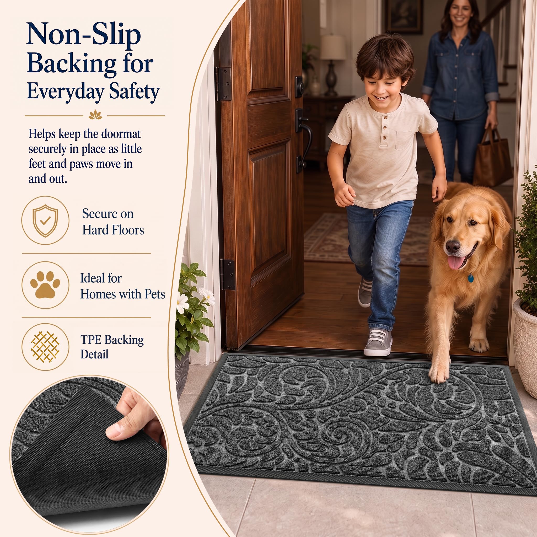 Yimobra doormat with non-slip backing close-up