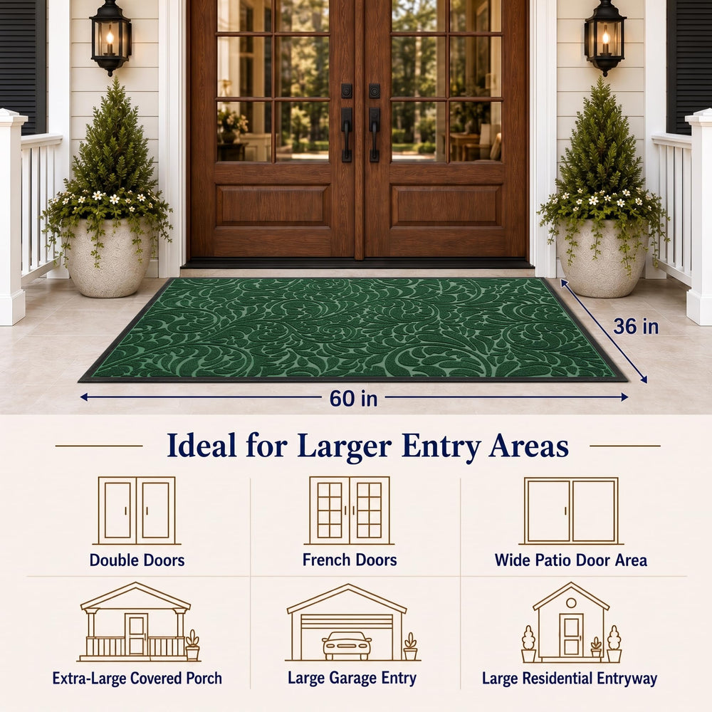 Yimobra Extra Large Door Mat Green side view