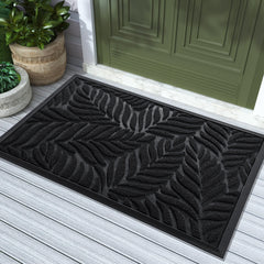 Yimobra front door mat black design with groove pattern