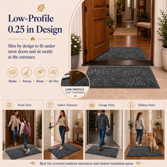 Yimobra grey door mat in outdoor setting