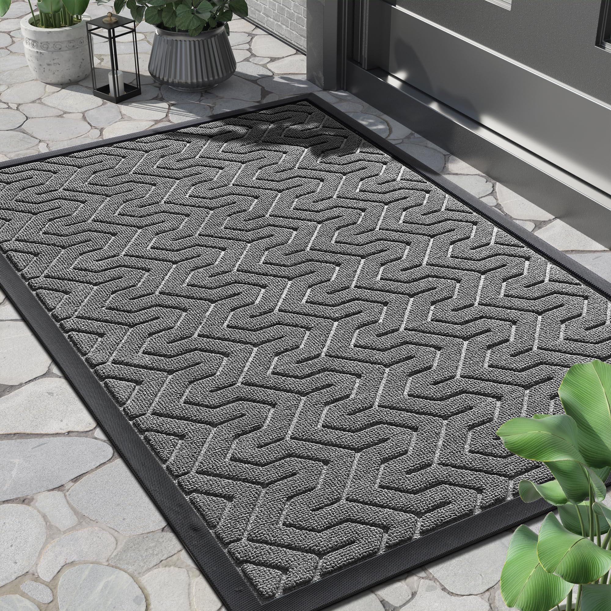 Yimobra Indoor Outdoor Mat 29.5x17 inches grey front view