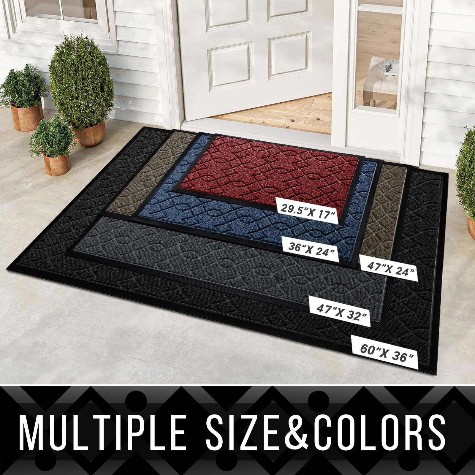 Yimobra Large Door Mat 36x24 blue outdoor doormat side view
