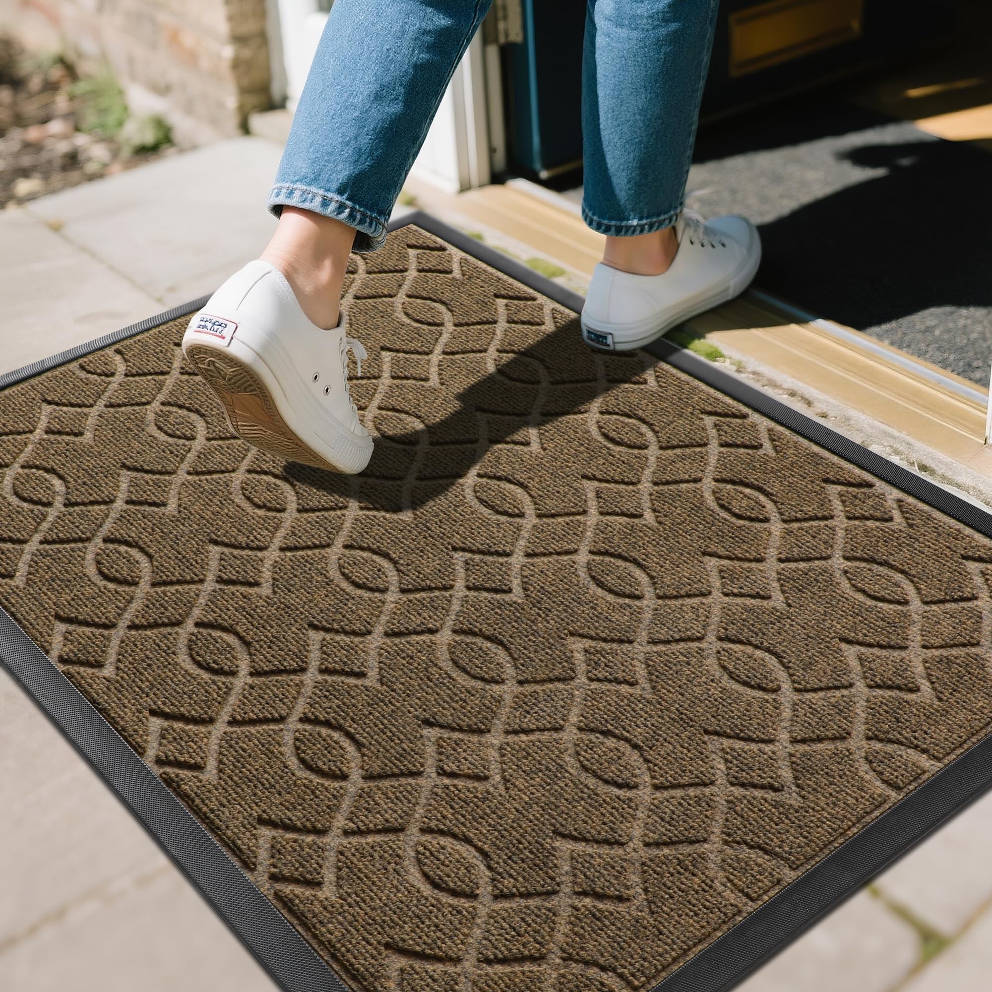 Yimobra Large Door Mat 36x24 brown front view