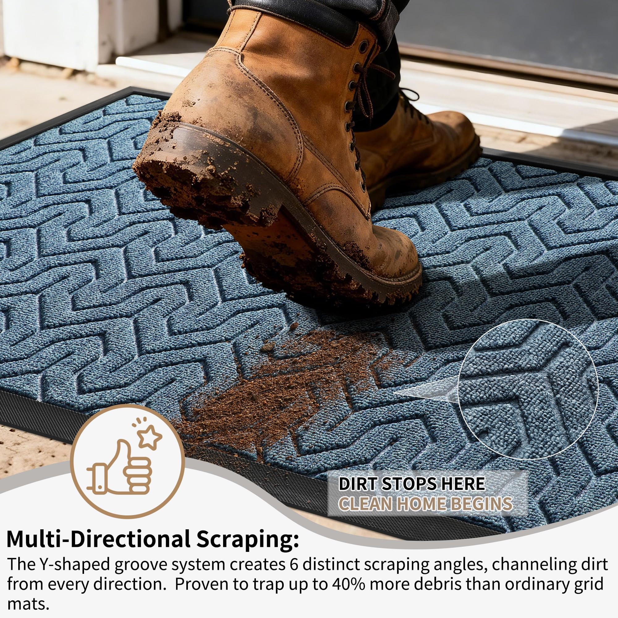 Yimobra Large Outdoor Mat with deep Y-pattern grooves