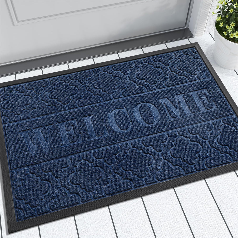 Yimobra Large Welcome Door Mat 36x24 inch blue front view