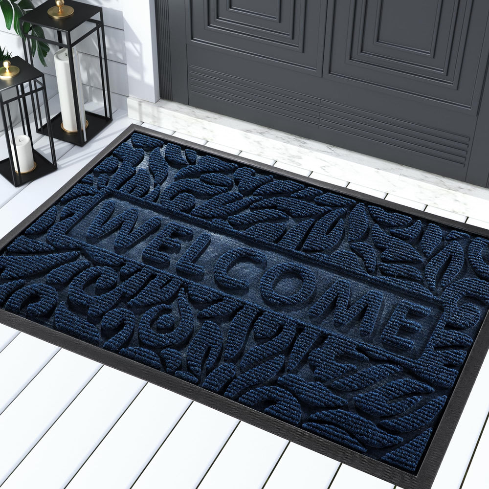 Yimobra Large Welcome Mat 36x24 blue front view