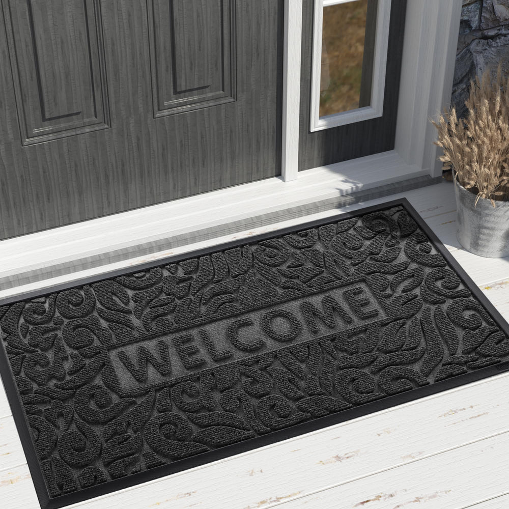 Yimobra Large Welcome Mat 47x32 black front view