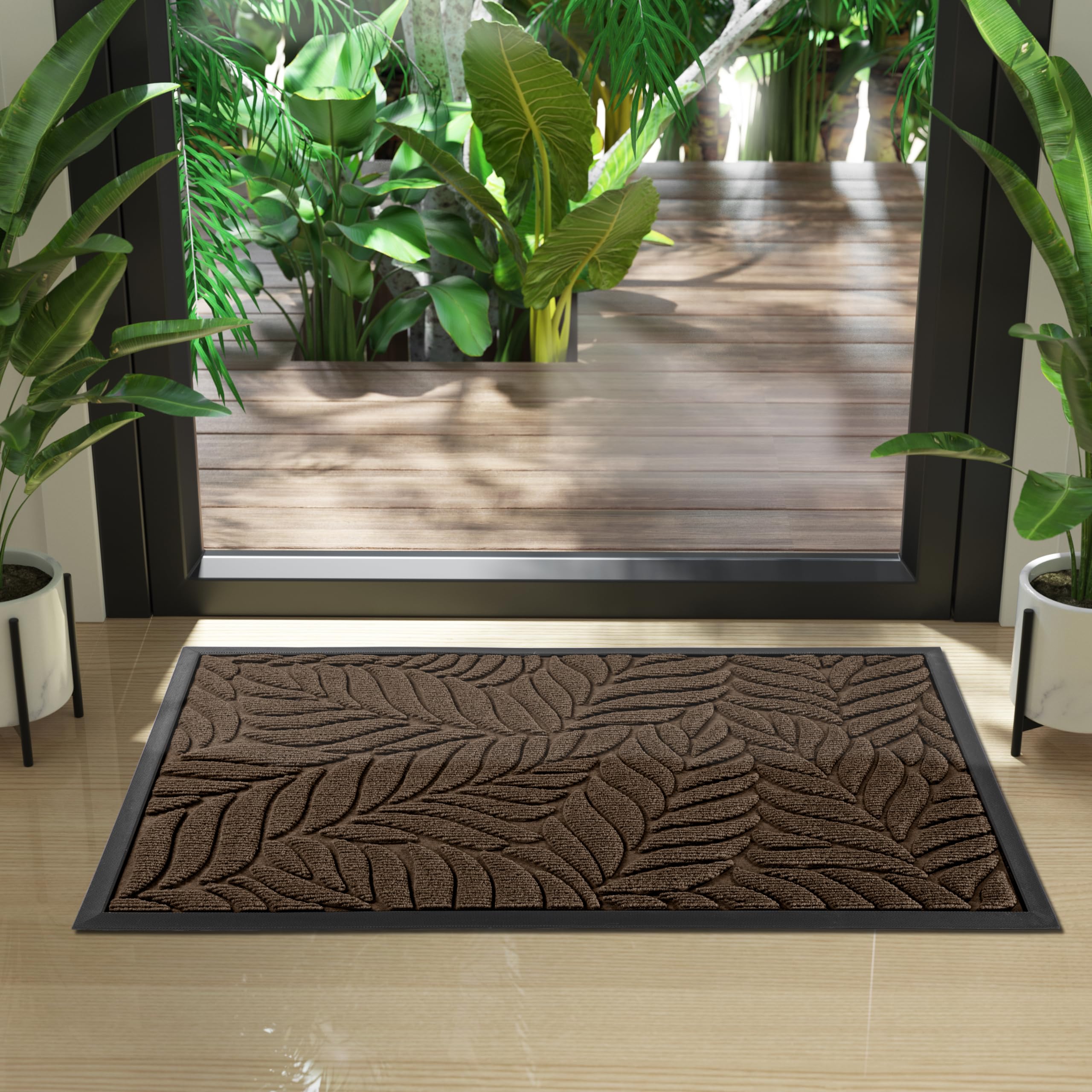 Yimobra Leaf Pattern Door Mat 36x24 inch packaging