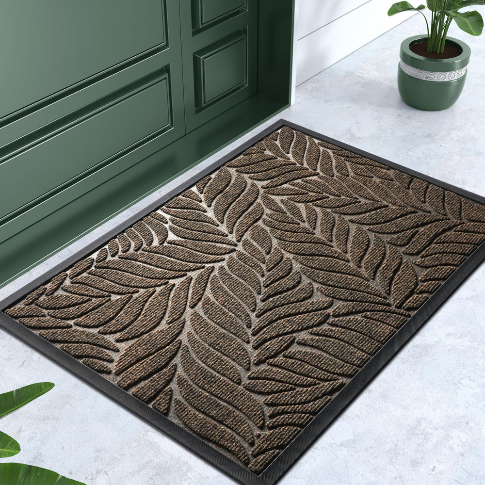 Yimobra Leaf Pattern Door Mat displayed at an entryway