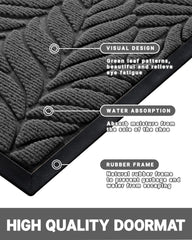 Yimobra Leaf Pattern Door Mat Grey on patio