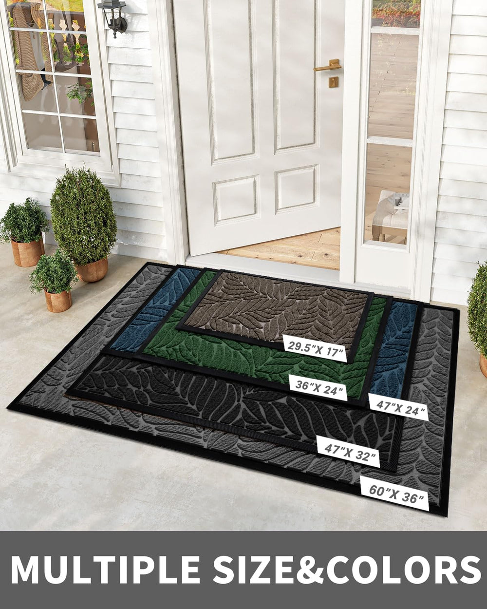 Yimobra Leaf Pattern Door Mat Grey side view
