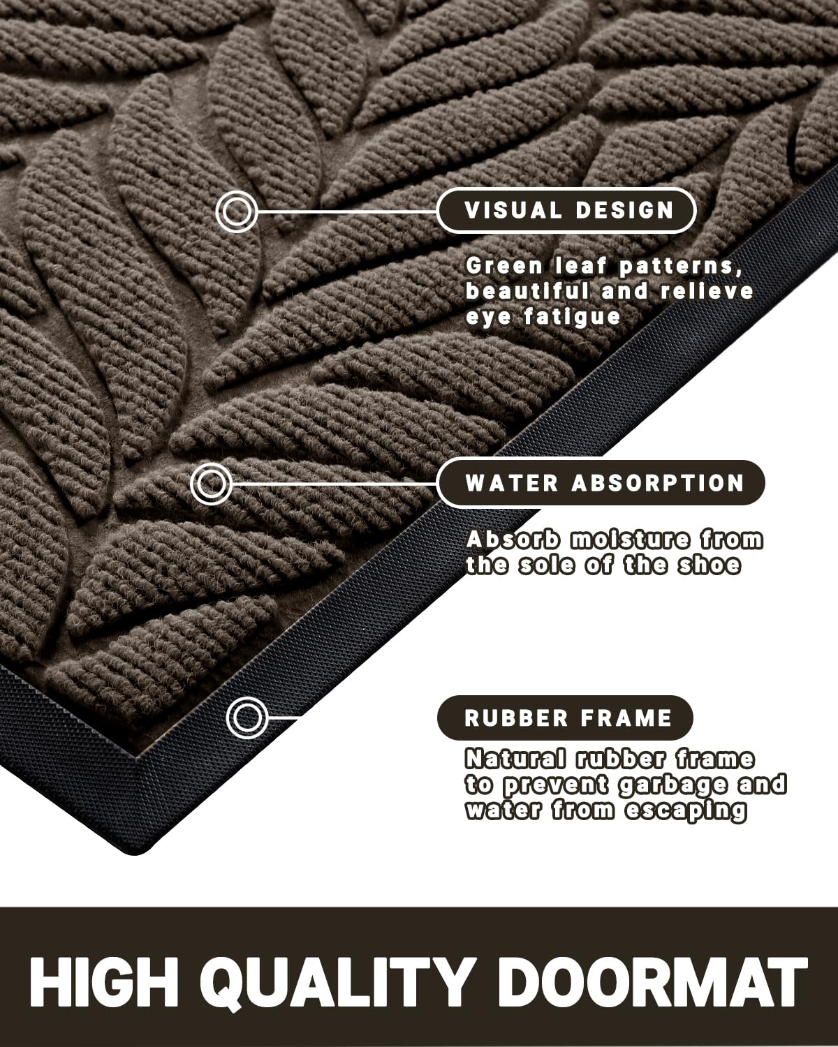 Yimobra Leaf Pattern Door Mat in outdoor setting