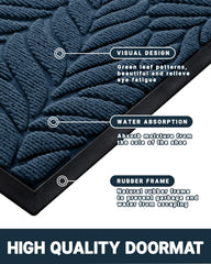 Yimobra Leaf Pattern Door Mat on wooden floor