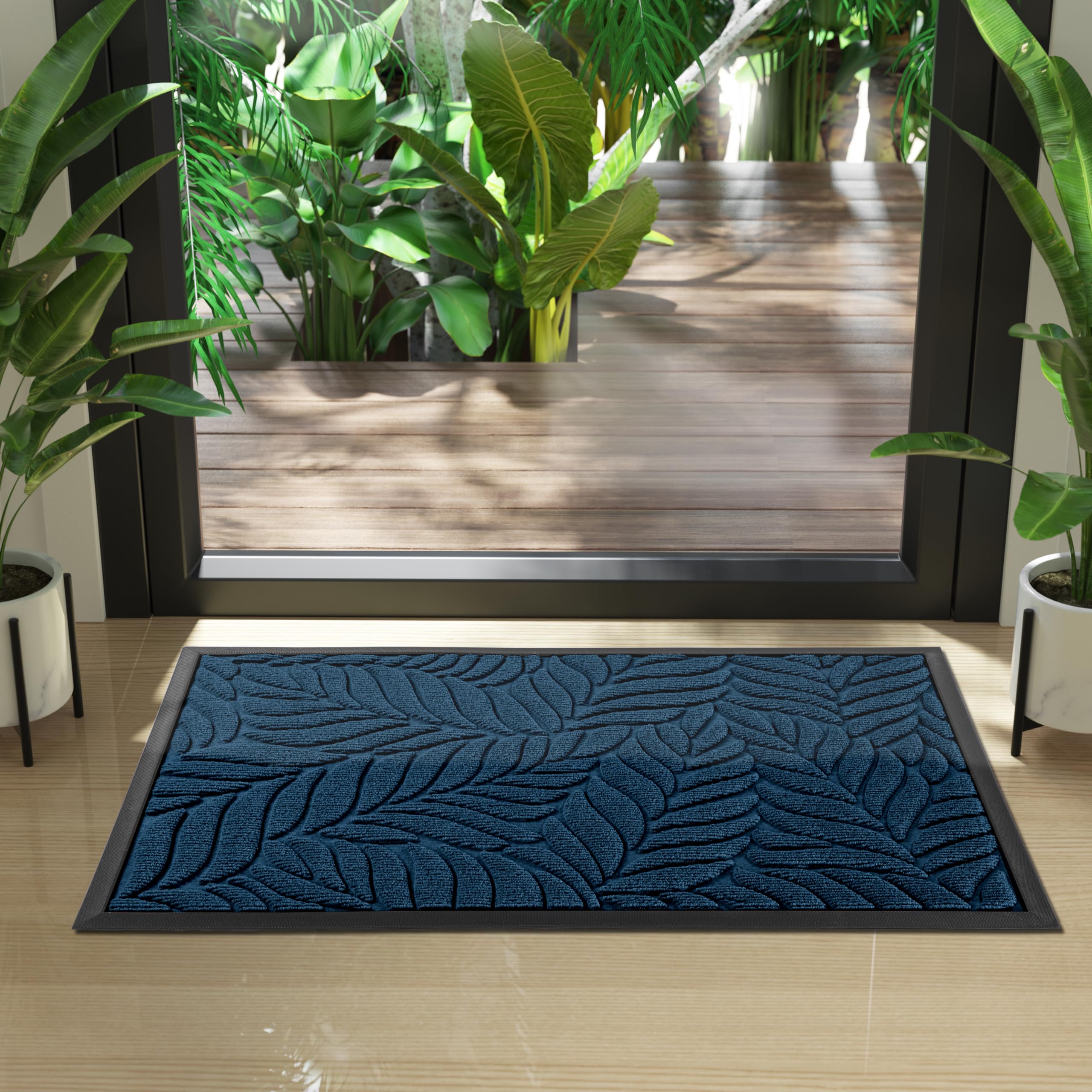 Yimobra Leaf Pattern Door Mat packaging and details