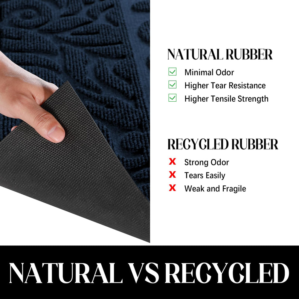 Yimobra outdoor mat showing rubber backing