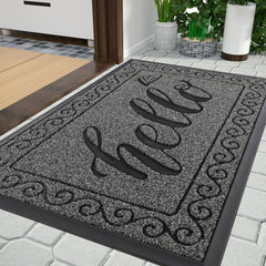 Yimobra Welcome Mat 36x24 inch front view showing black gray design