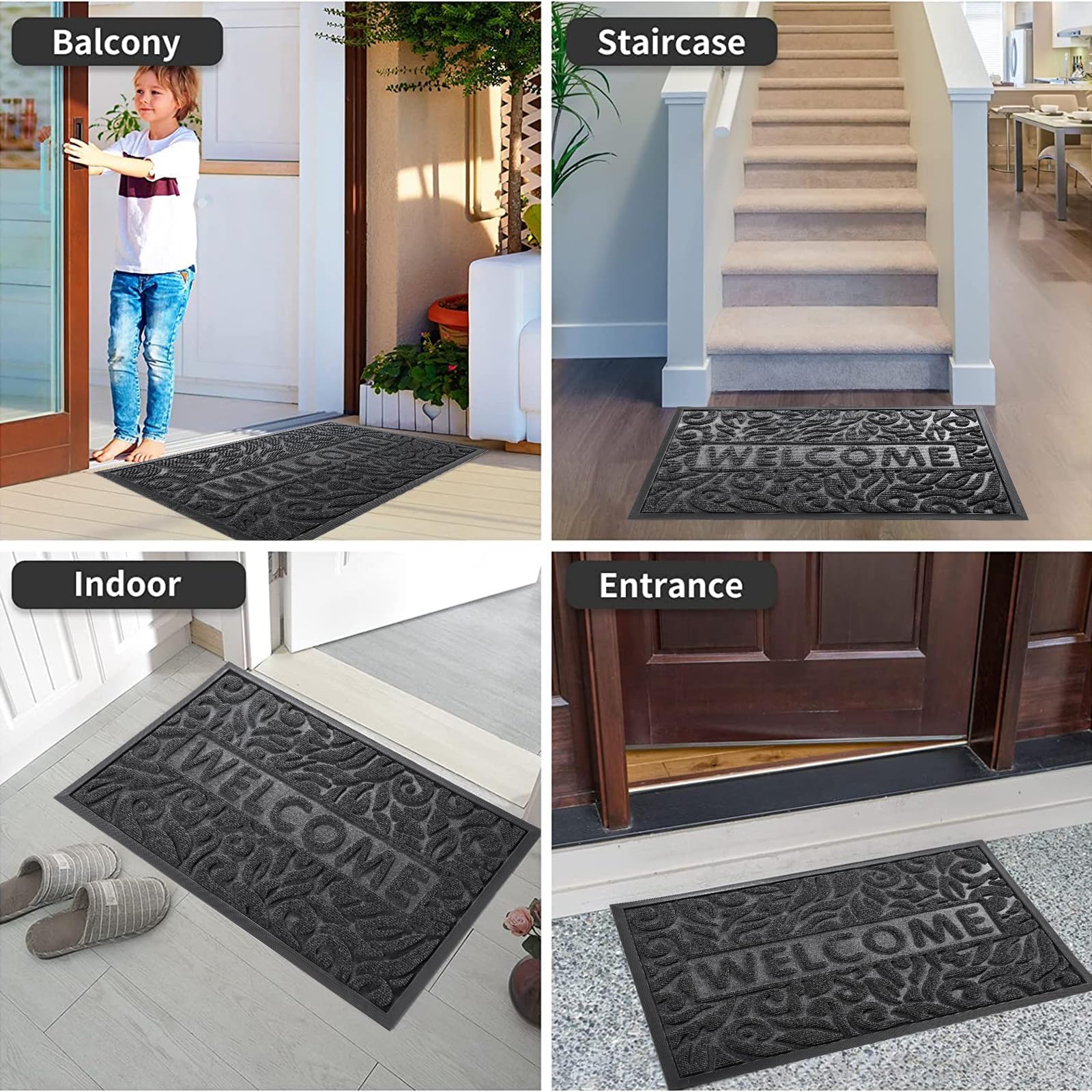 Yimobra Welcome Mat being cleaned with a garden hose