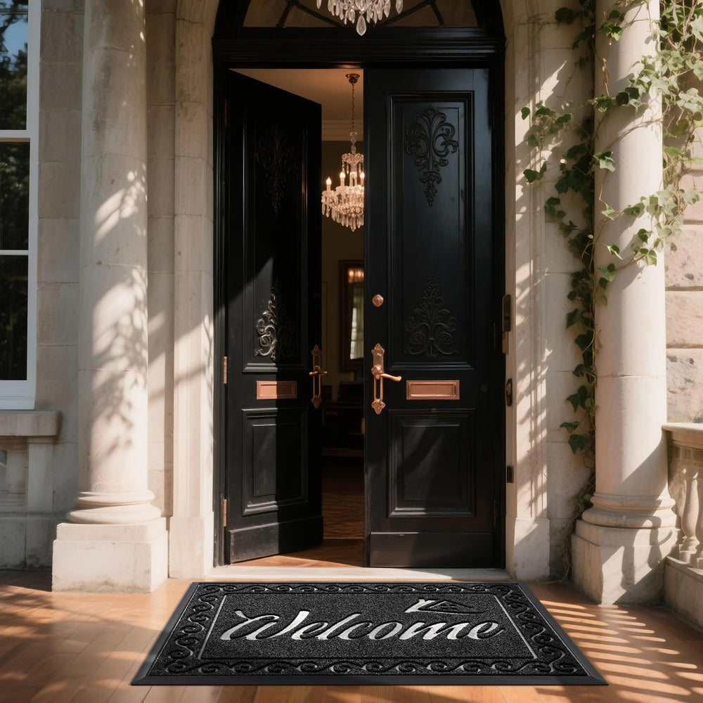 Yimobra Welcome Mat black rubber backing close-up