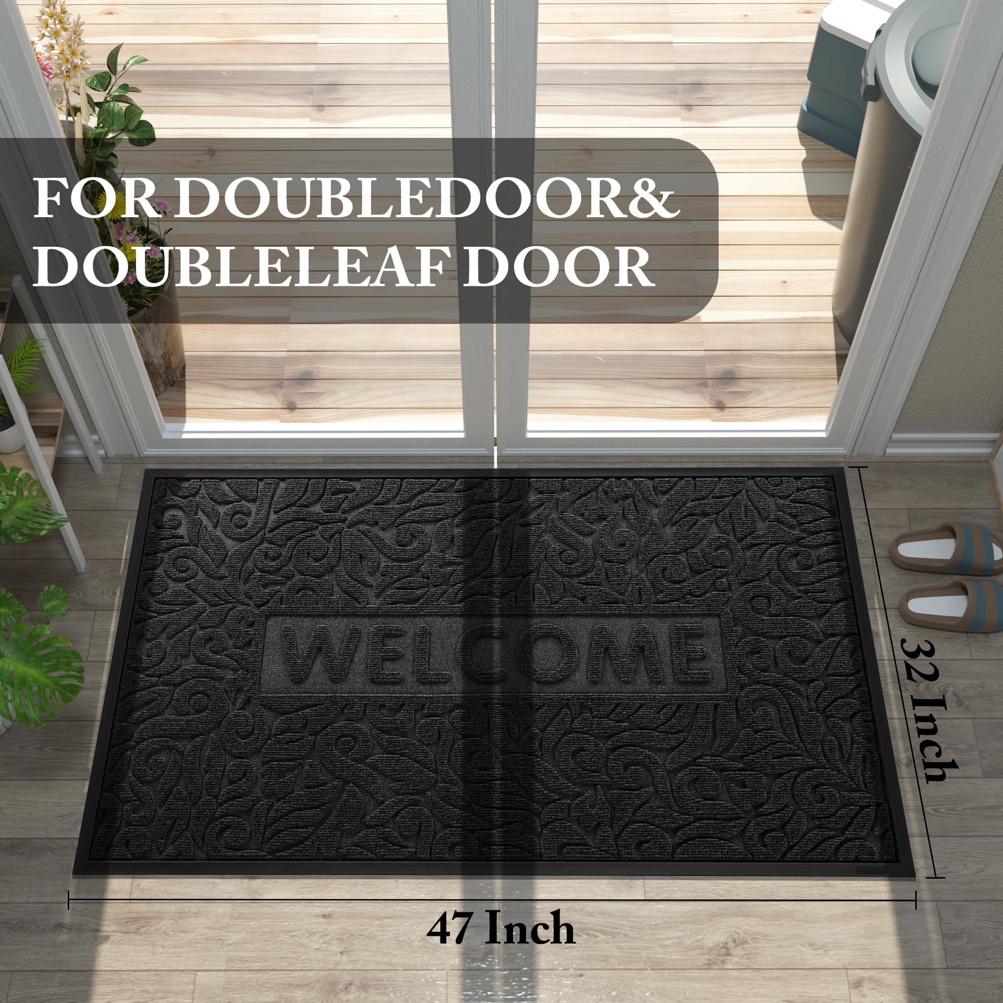 Yimobra welcome mat displaying its welcome pattern grooves