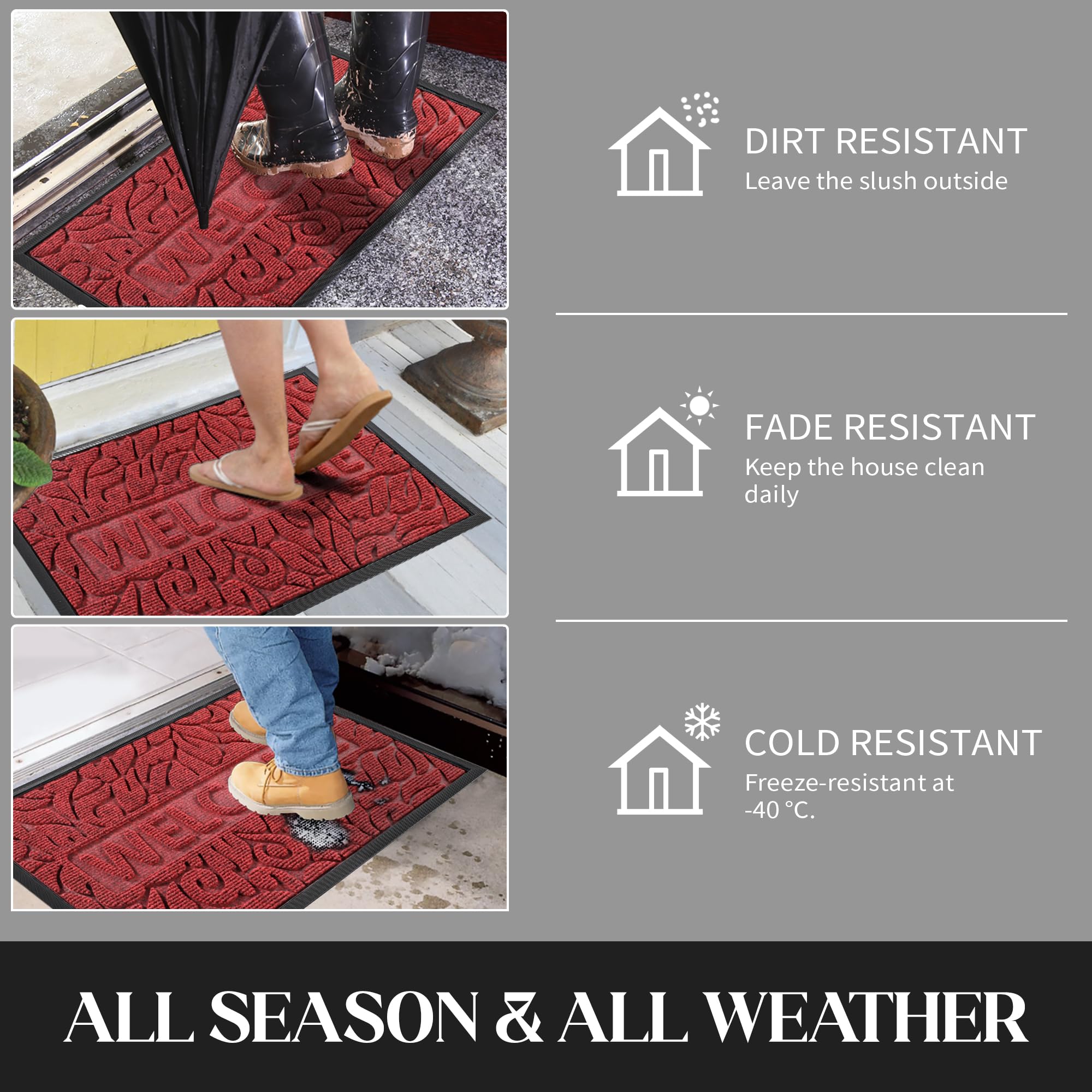 Yimobra Welcome Mat folded to show polyester fabric texture