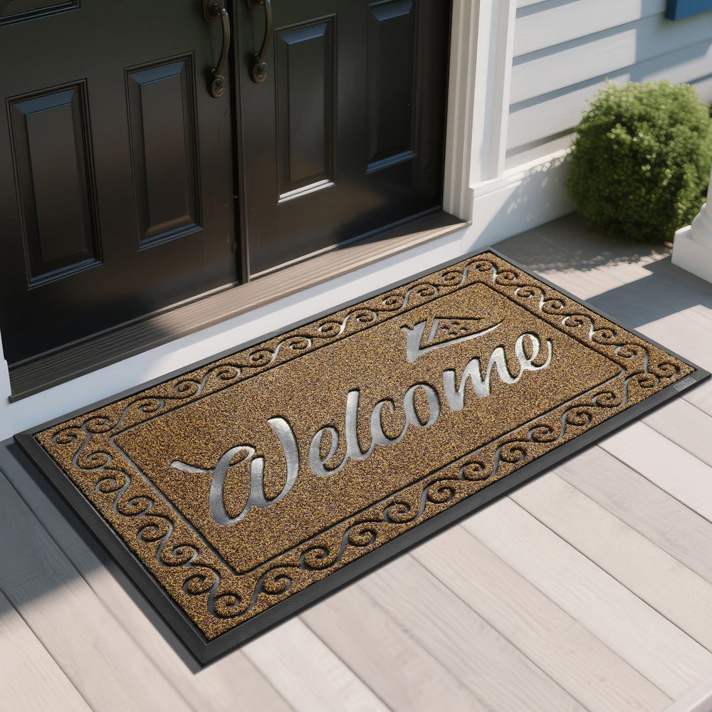 Yimobra Welcome Mat front view, brown colour