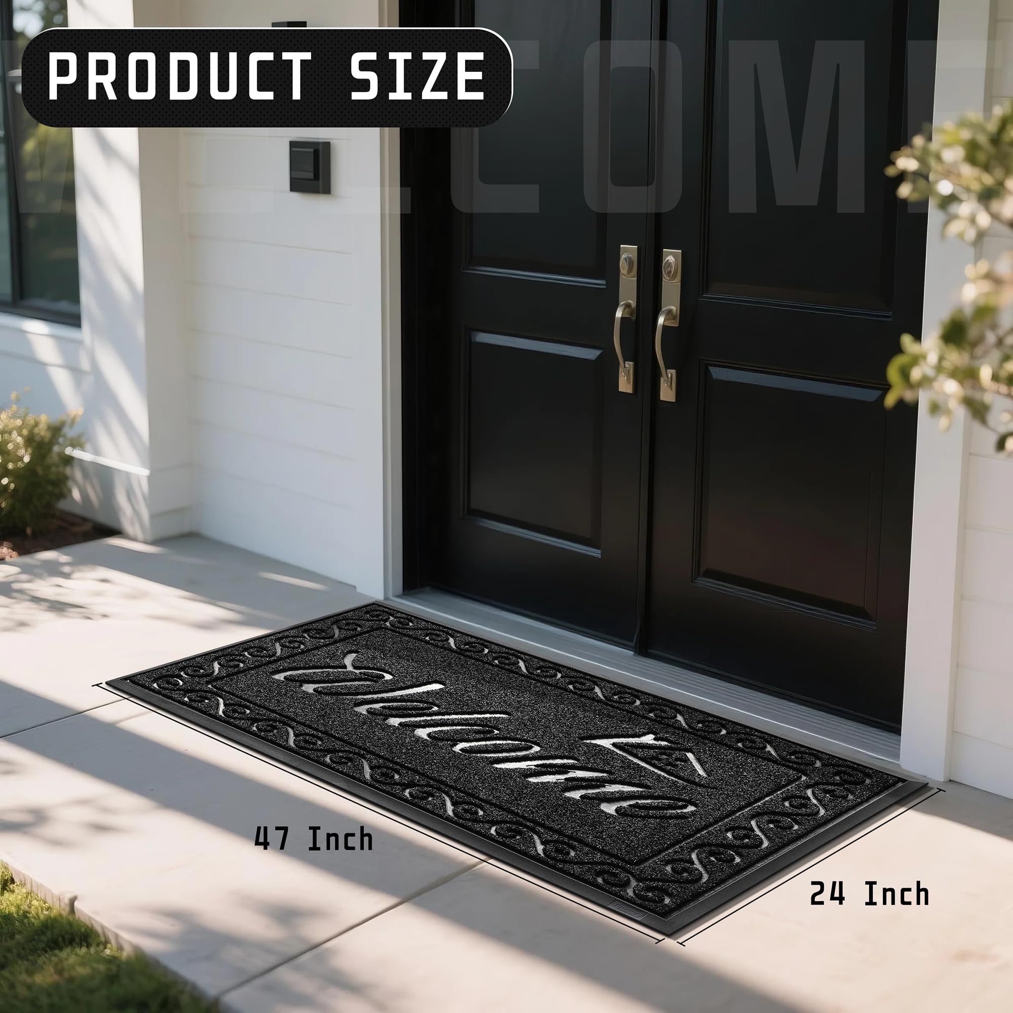 Yimobra Welcome Mat in front of a door