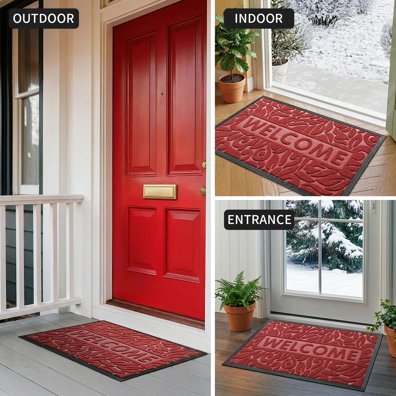 Yimobra welcome mat in outdoor setting near front door