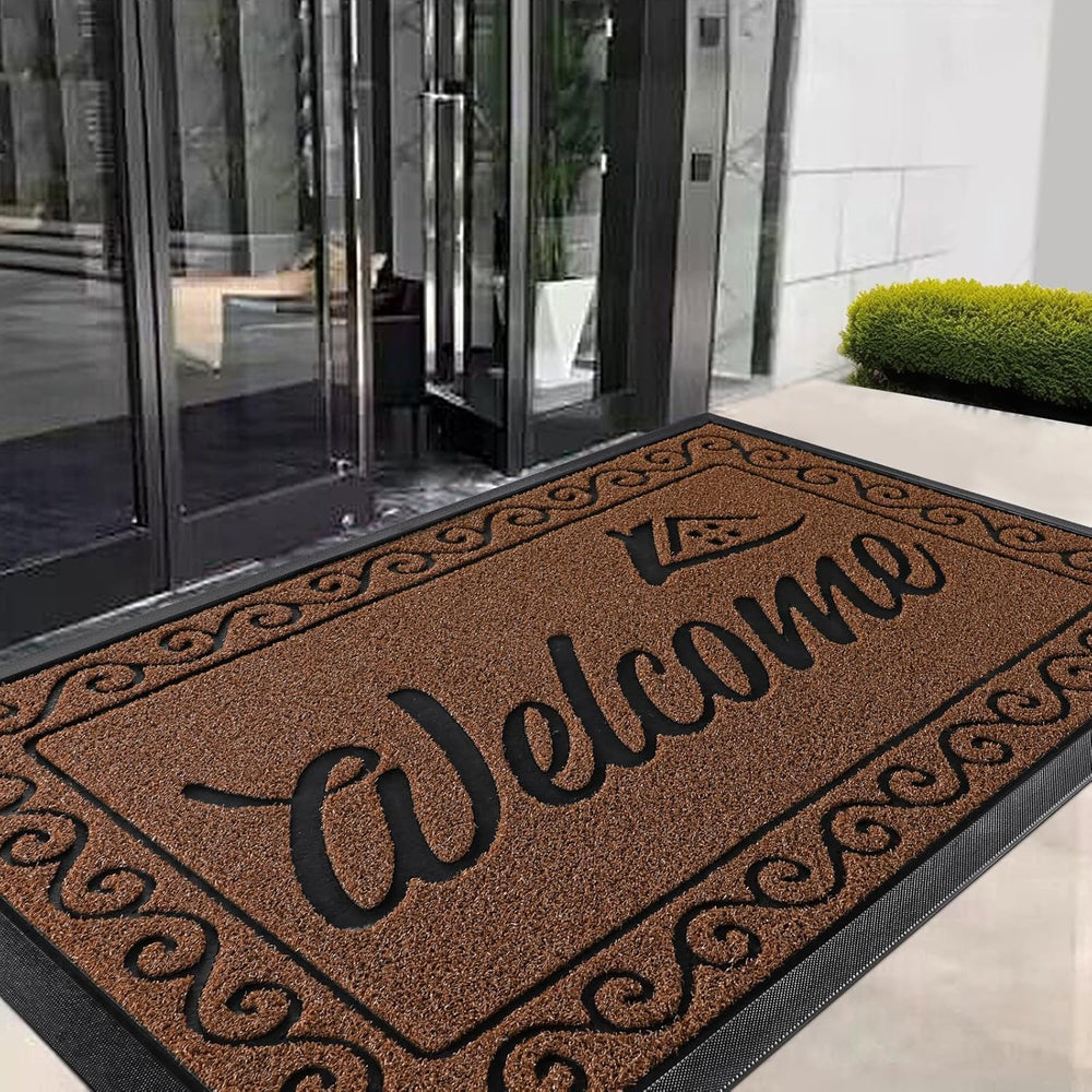 Yimobra Welcome Mat maroon front view 47x24 inches