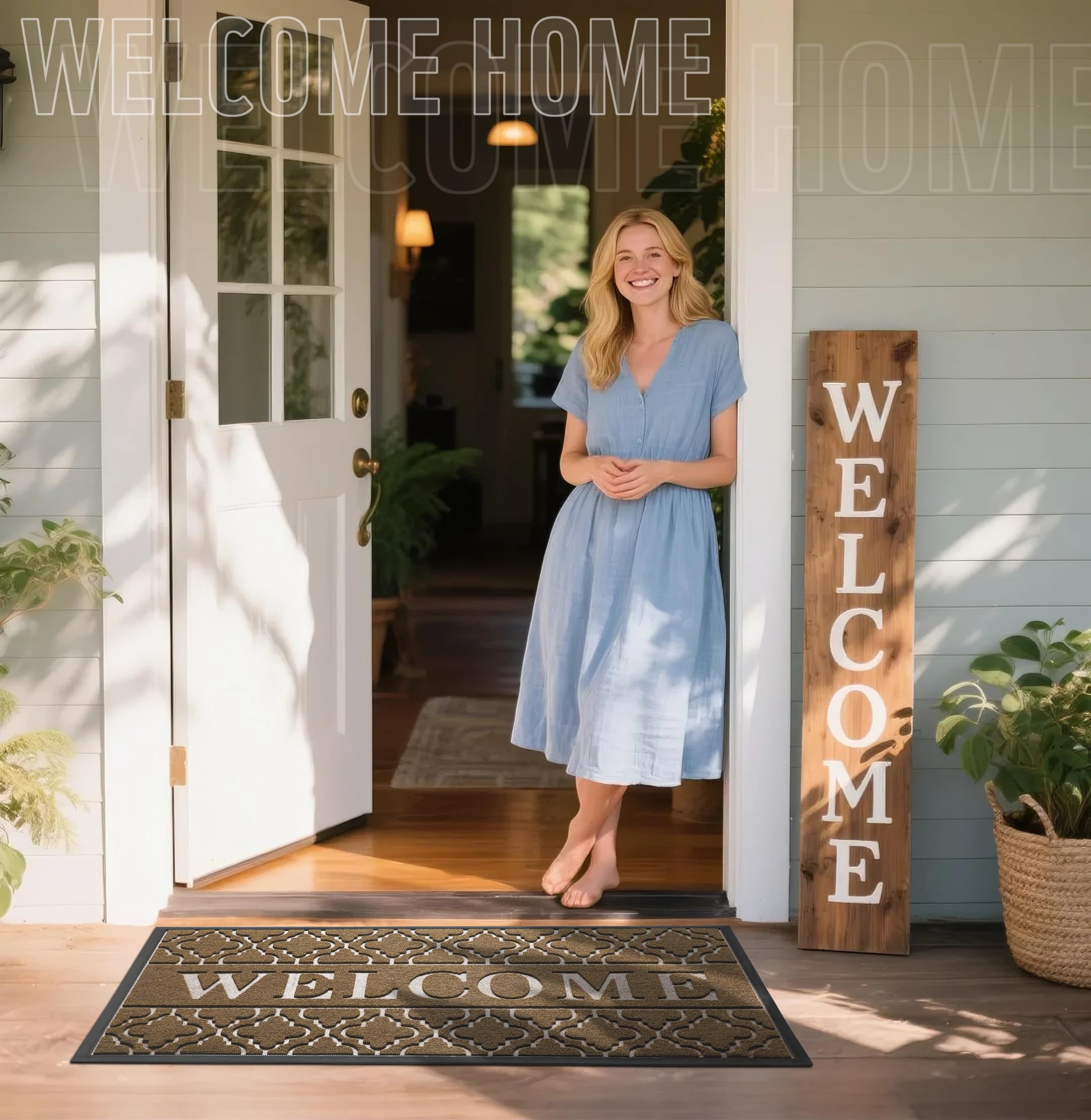 Yimobra Welcome Mat non-slip rubber backing close-up