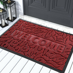 Yimobra Welcome Mat Outdoor 29.5x17 inch in wine red front view