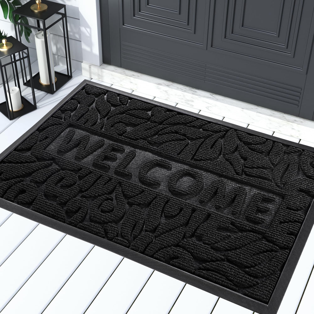 Yimobra Welcome Mat Outdoor 29.5x17 inches black front view