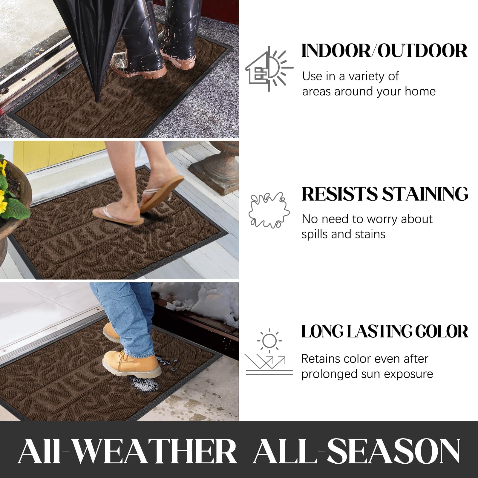 Yimobra Welcome Mat Outdoor capturing dirt and moisture