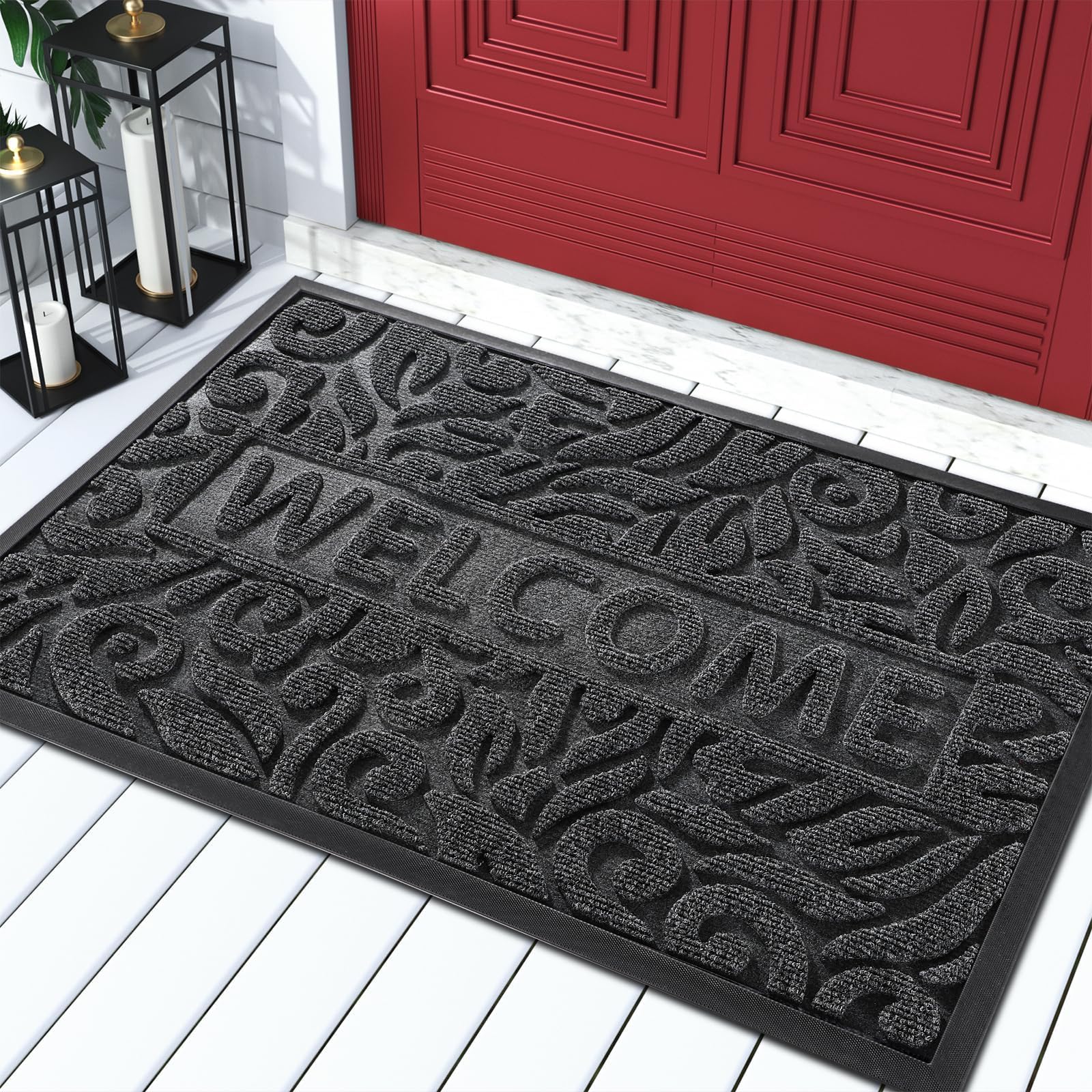 Yimobra Welcome Mat outdoor front view in grey
