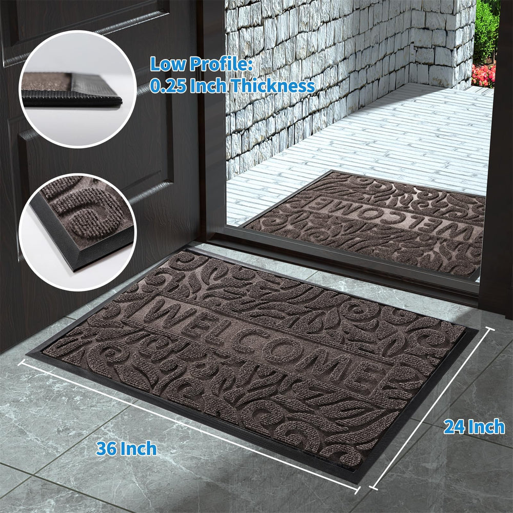 Yimobra welcome mat showing its moisture absorption feature