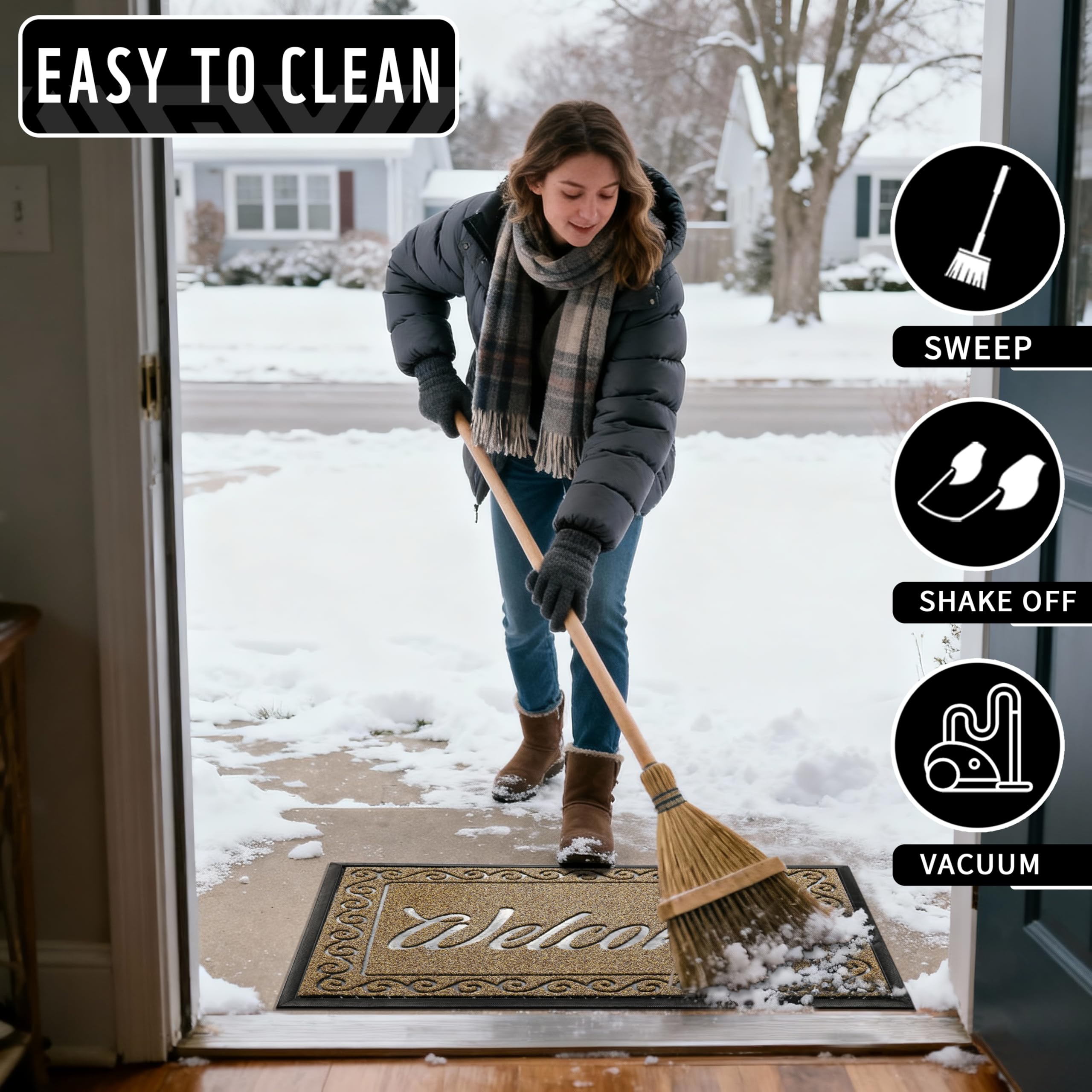 Yimobra Welcome Mat with dirt trapped on the surface
